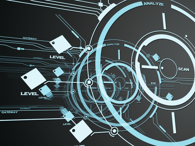 Blue black abstract background circles free wallpaper for desktop - medium preview image