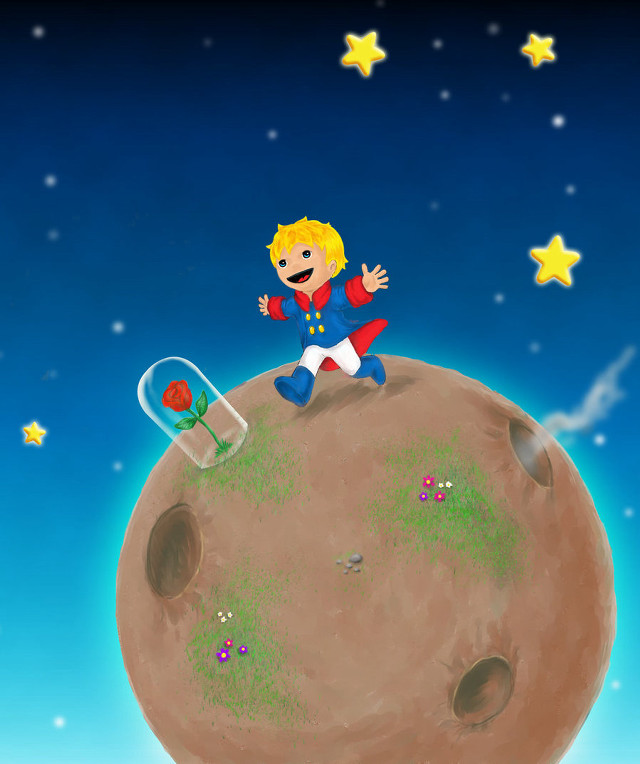 Cartoon boy moon kite star free wallpaper for mobile - medium preview image