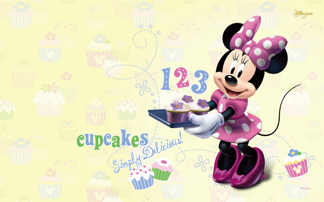 Minnie mouse holding tray cupcakes free wallpaper for desktop - medium preview image