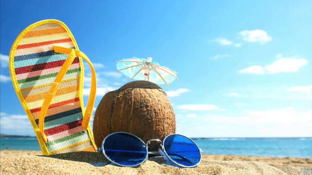 Coconut sunglasses beach umbrella summer free wallpaper for desktop - medium preview image
