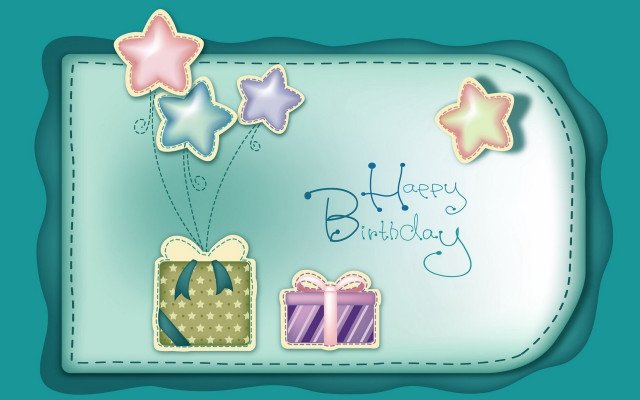 Birthday card gift box stars #2 free wallpaper for desktop - medium preview image