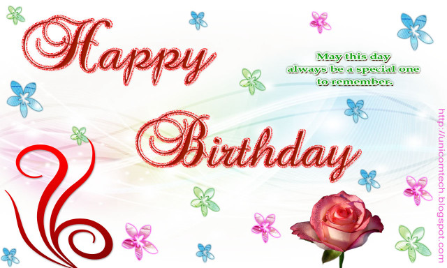 Happy birthday card rose butterflies free wallpaper for desktop - medium preview image