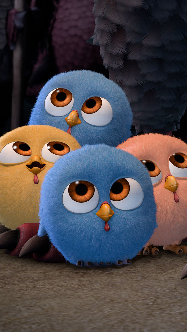 Blue yellow birds big eyes free wallpaper for mobile - medium preview image