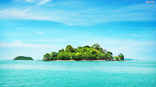 Small island ocean trees boat #3 free wallpaper for desktop - medium preview image