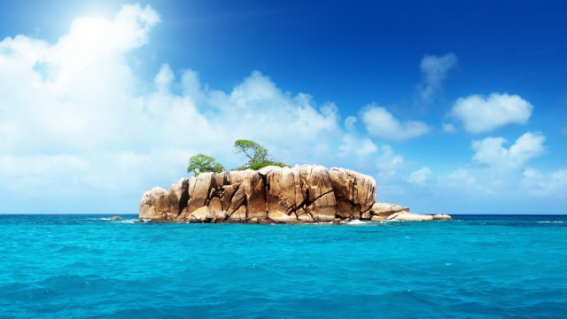 Small island tree ocean middle free wallpaper for desktop - medium preview image