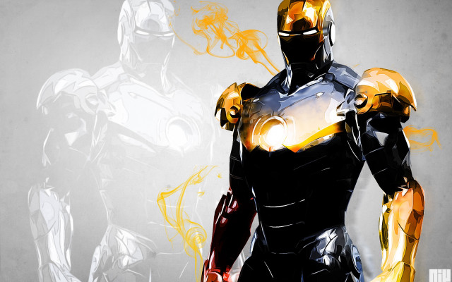 Stylized iron man flames chest free wallpaper for desktop - medium preview image