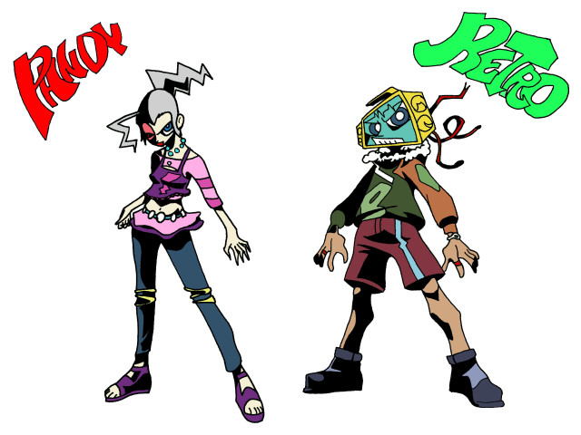 Two people colored hair makeup free wallpaper for desktop - medium preview image