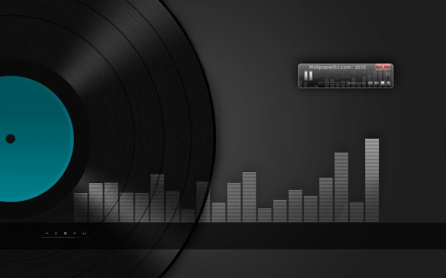 Record player blue disk black free wallpaper for desktop - medium preview image