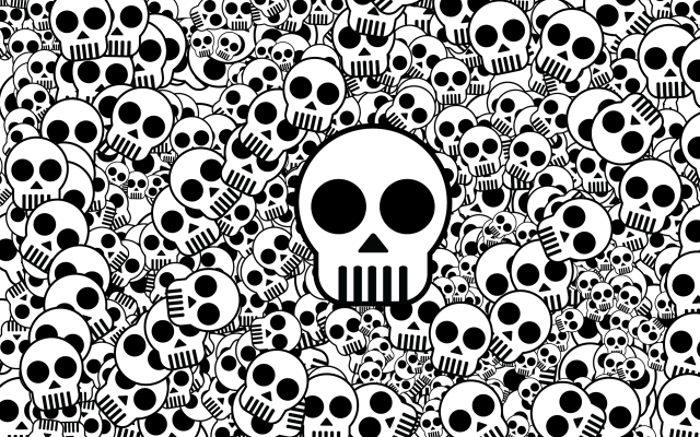 Skulls flowers black white background free wallpaper for desktop - medium preview image