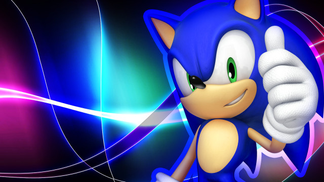 Sonic thumbs up glowing background free wallpaper for desktop - medium preview image