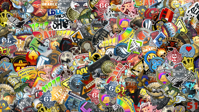 Stickers decals wall pile colorful free wallpaper for desktop - medium preview image
