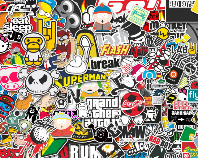 Stickers decals wall black white free wallpaper for desktop - medium preview image