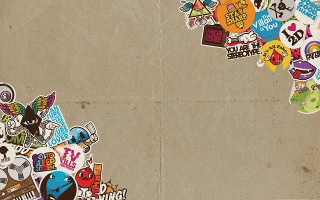 Stickers on paper and wall free wallpaper for desktop - medium preview image