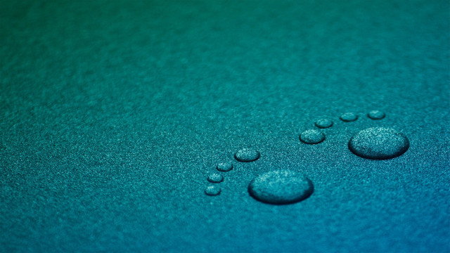 Water droplets blue surface green free wallpaper for desktop - medium preview image