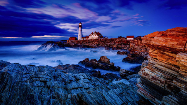 Lighthouse rocky shore blue sky #2 free wallpaper for desktop - medium preview image