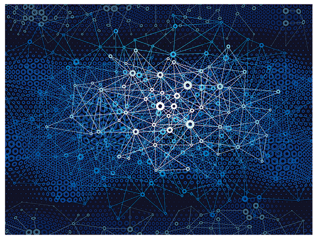 Blue background circles dots pattern free wallpaper for desktop - medium preview image