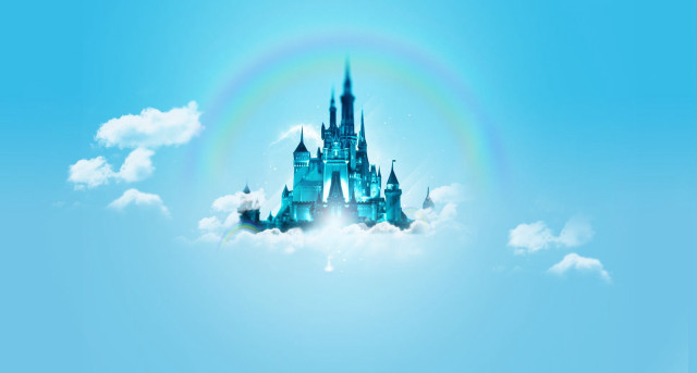 Castle sky rainbow clouds background free wallpaper for desktop - medium preview image