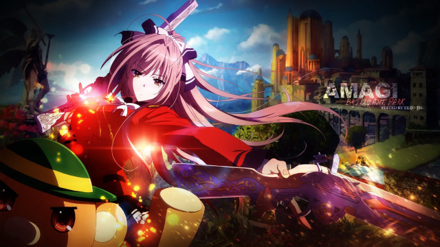 Girl long hair sword castle free wallpaper for desktop - medium preview image