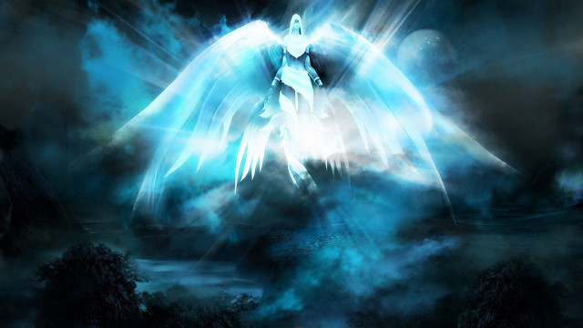 Blue angel white wings sky free wallpaper for desktop - medium preview image
