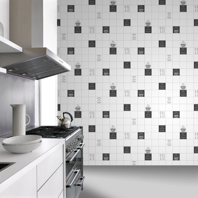 Kitchen black white tiles stove free wallpaper for tablet - medium preview image
