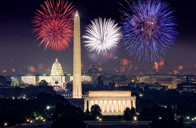 Fireworks washington monument capitol building free wallpaper for desktop - medium preview image