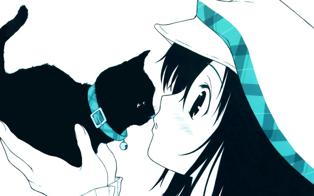 Woman cat hat shoulder vanitas free wallpaper for desktop - medium preview image