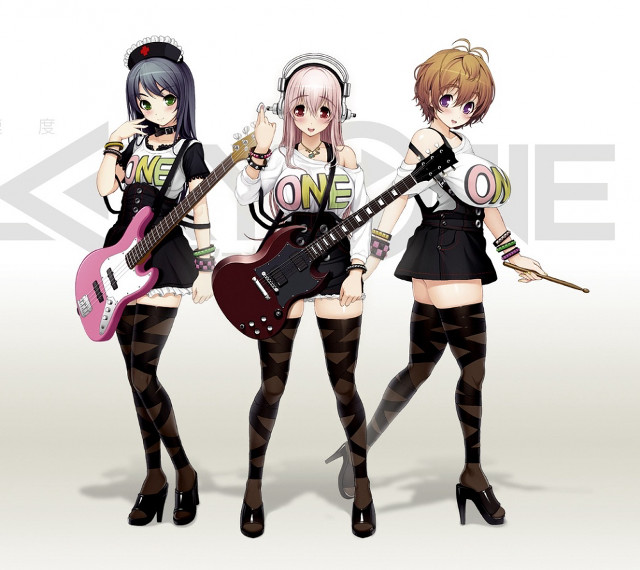 Anime girls headphones guitars music free wallpaper for tablet - medium preview image