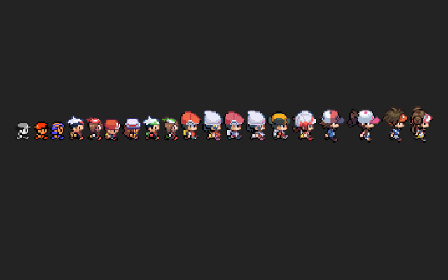 Pixel art colorful characters black free wallpaper for desktop - medium preview image