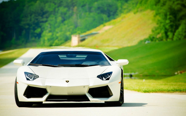 White sports car driving road #4 free wallpaper for desktop - medium preview image