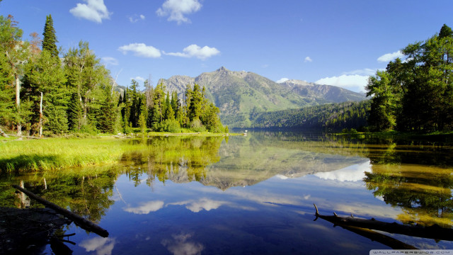 Lake trees mountains sky clouds free wallpaper for desktop - medium preview image