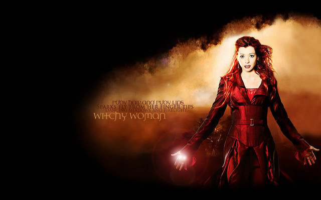 Woman red dress holding light free wallpaper for desktop - medium preview image
