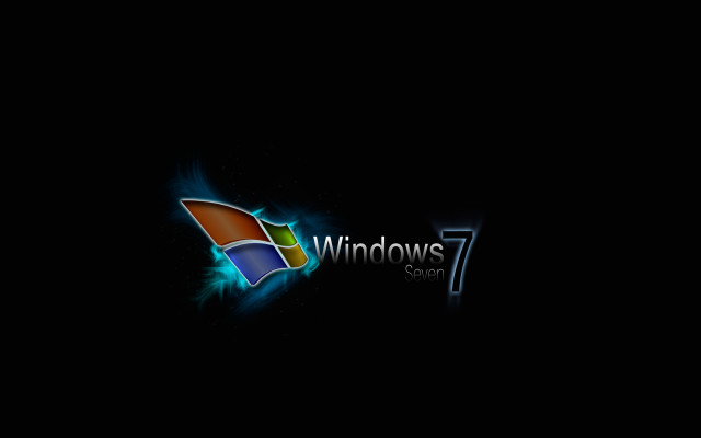 Black background windows7 logo blue free wallpaper for desktop - medium preview image