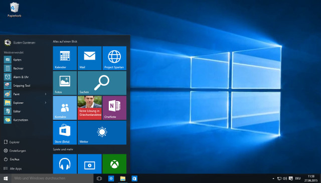 Start button highlighted windows10 screenshot free wallpaper for desktop - medium preview image