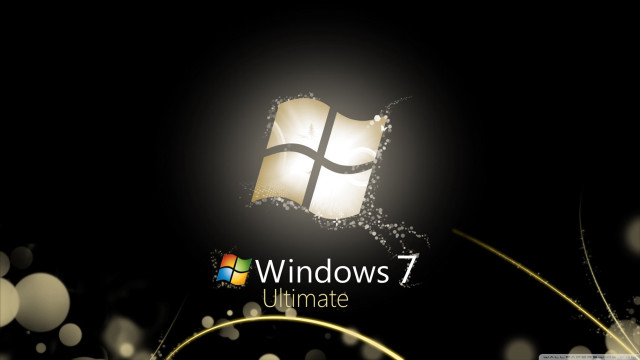 Black background windows7 logo gold #2 free wallpaper for desktop - medium preview image
