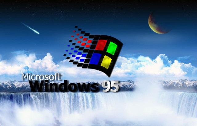Waterfall windows95 logo image waterfall free wallpaper for desktop - medium preview image