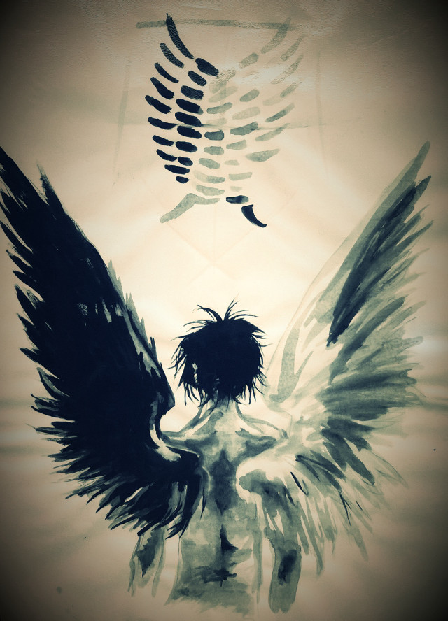 Man wings skeleton bird flying free wallpaper for mobile - medium preview image