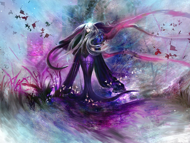 Woman long hair purple dress #2 free wallpaper for desktop - medium preview image