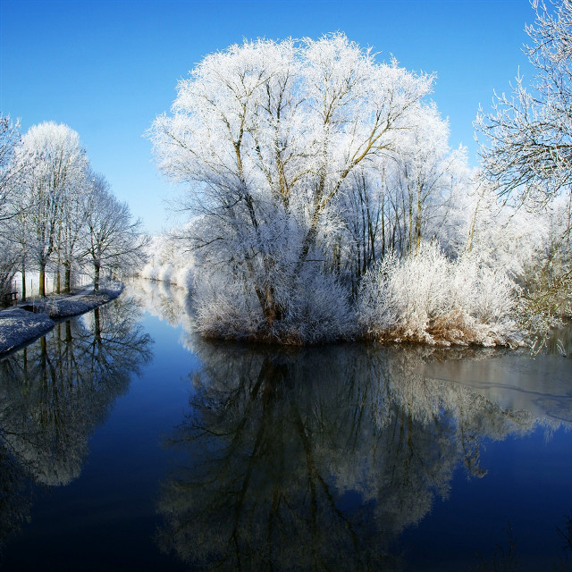 River trees blue sky clouds #2 free wallpaper for tablet - medium preview image