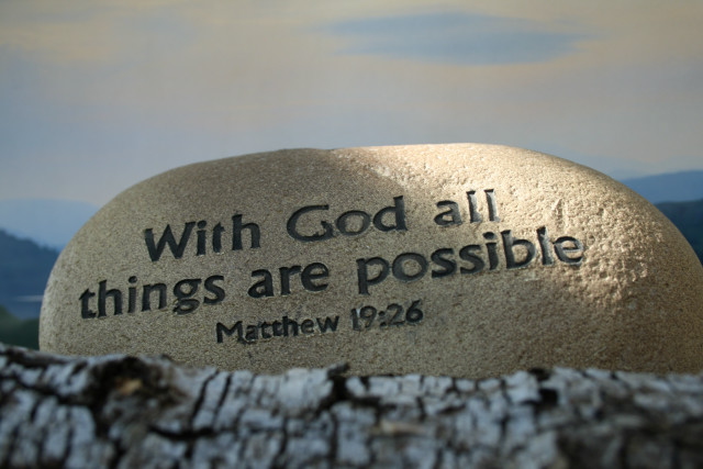 Stone bible verse tree stump free wallpaper for desktop - medium preview image