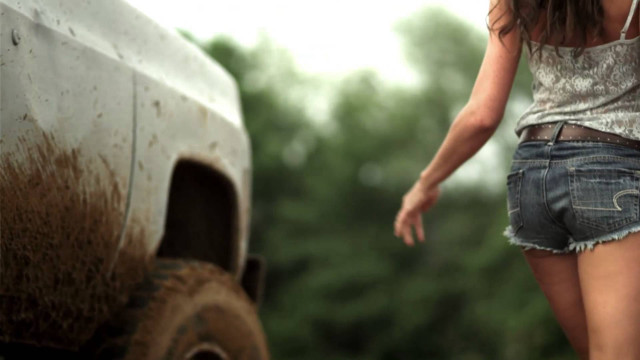 Girl walking truck mud tires free wallpaper for desktop - medium preview image