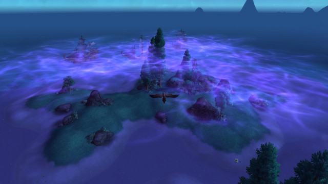 Blue purple landscape trees rocks free wallpaper for desktop - medium preview image