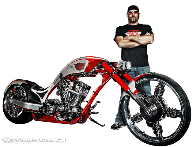 Man standing red white motorcycle free wallpaper for desktop - medium preview image