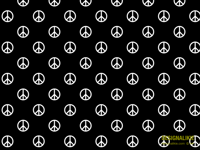 Black white peace sign pattern free wallpaper for desktop - medium preview image
