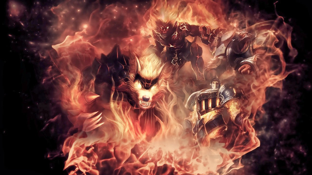 Demonic men fire background flames free wallpaper for desktop - medium preview image