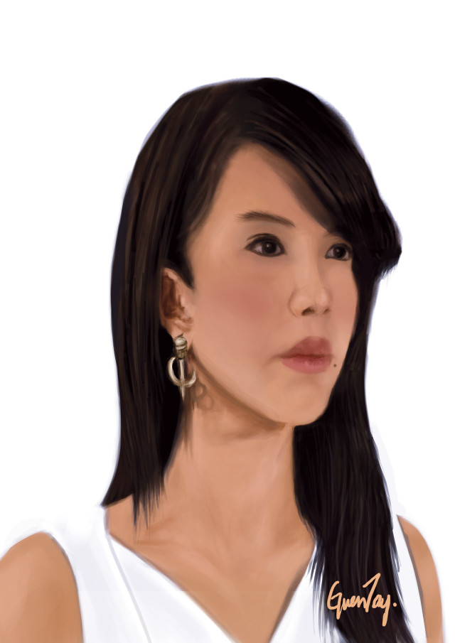 Gunay woman blackhair white top free wallpaper for mobile - medium preview image