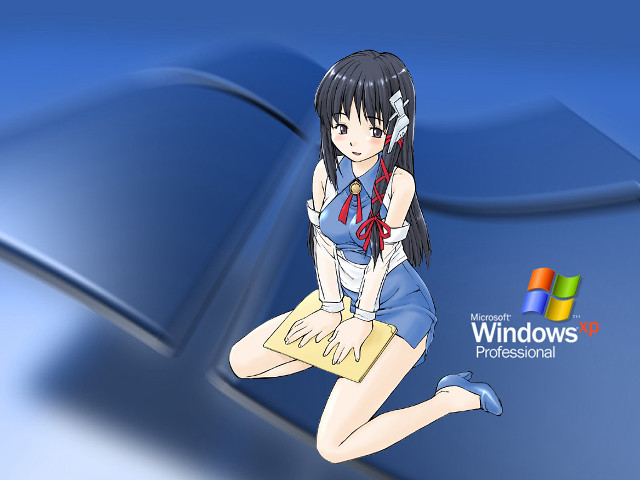 Girl red scarf blue xp free wallpaper for desktop - medium preview image