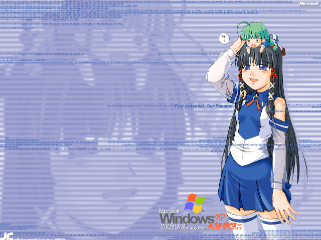 Anime girls long hair blue free wallpaper for desktop - medium preview image