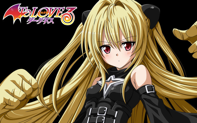 Anime girl blonde horns blackout free wallpaper for desktop - medium preview image