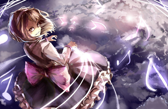 Girl pink dress cloud musical free wallpaper for desktop - medium preview image