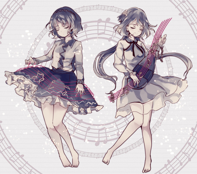 Anime girls long hair guitar free wallpaper for tablet - medium preview image